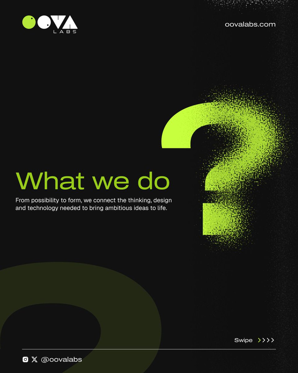oovalabs's tweet photo. We connect the disciplines it takes to turn an idea into something real:
→ Branding &amp; Strategy
→ Product Design
→ Software Development
From the thinking behind it to the technology that makes it work.
Possibility → Form.
#OOVALabs https://t.co/I09dZmlHrp