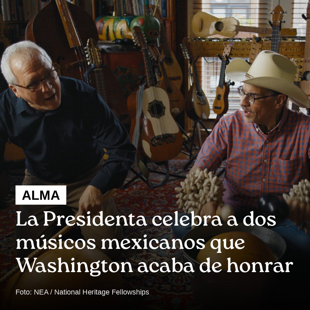 AlmaMexUs's tweet photo. La Presidenta (@Claudiashein) celebró a dos músicos mexicanos que Washington acaba de honrar.

Claudia Sheinbaum felicitó en la mañanera a Juan Díes y Víctor G. Pichardo, cofundadores de Sones de México Ensemble (@sonesdemexico), nombrados 2026 National Heritage Fellows por el National Endowment for the Arts (@NEAarts), la máxima distinción de US a las artes tradicionales. La ceremonia fue ayer en la Biblioteca del Congreso (@librarycongress).

"Las raíces de las mexicanas y mexicanos en Estados Unidos son muy profundas, muy profundas, y es un orgullo que sea así", dijo la Presidenta.

Díes y Pichardo, de Chicago, llevan tres décadas tocando, enseñando y abriendo camino para que nuevas generaciones conozcan el son mexicano. Cultura que cruza la frontera y la une: eso es MexUS.

#ALMA #ALMAMEXUS