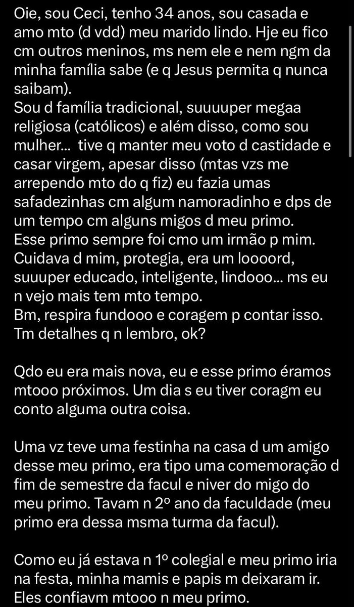 PutariaAnowa8f's tweet photo. Confissão recebida na DM 🔥 (continua nos comentários ⤵️)

#Confissão #Confissões #ConfissãoReal #ConfissãoSuja #RelatoReal #Relato #ConfissãoProibida #SegredoSujo #HistóriaReal #EuConfesso https://t.co/WRDSj4QFSw