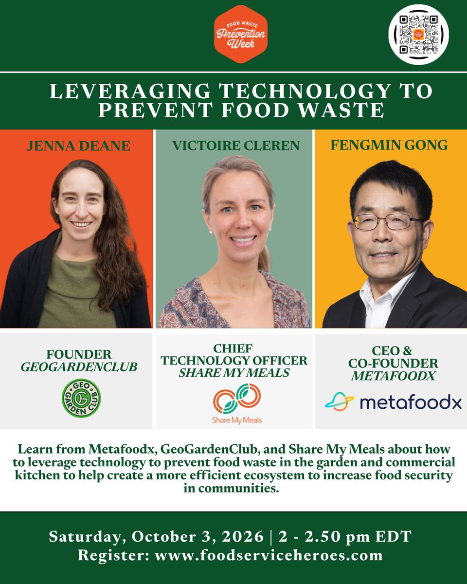 Metafoodx's tweet photo. This weekend, join Metafoodx, GeoGardenClub, and Share My Meals for a Food Waste Prevention Week webinar on preventing food waste from garden to kitchen.

📅 Saturday, October 3, 2:00-2:50 PM EDT
🔗 Register now: https://t.co/CDrSPnpILx

#FoodWastePreventionWeek https://t.co/x3Mw5pILlO