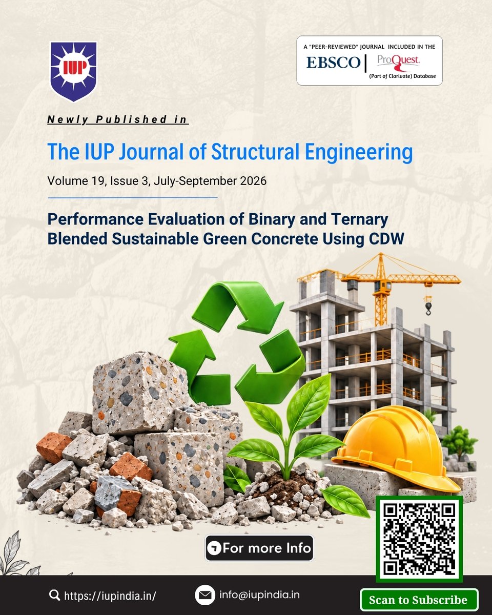 IUPPublications's tweet photo. New research paper in 𝐓𝐡𝐞 𝐈𝐔𝐏 𝐉𝐨𝐮𝐫𝐧𝐚𝐥 𝐨𝐟 𝐒𝐭𝐫𝐮𝐜𝐭𝐮𝐫𝐚𝐥 𝐄𝐧𝐠𝐢𝐧𝐞𝐞𝐫𝐢𝐧𝐠.

𝐀𝐫𝐭𝐢𝐜𝐥𝐞 𝐋𝐢𝐧𝐤: https://t.co/QWDygFnWVY

#iuppublications #iupresearch #scholaryarticles #researcharticles #GreenConcrete #SustainableConstruction #StructuralEngineering https://t.co/DbLyjrfXvE