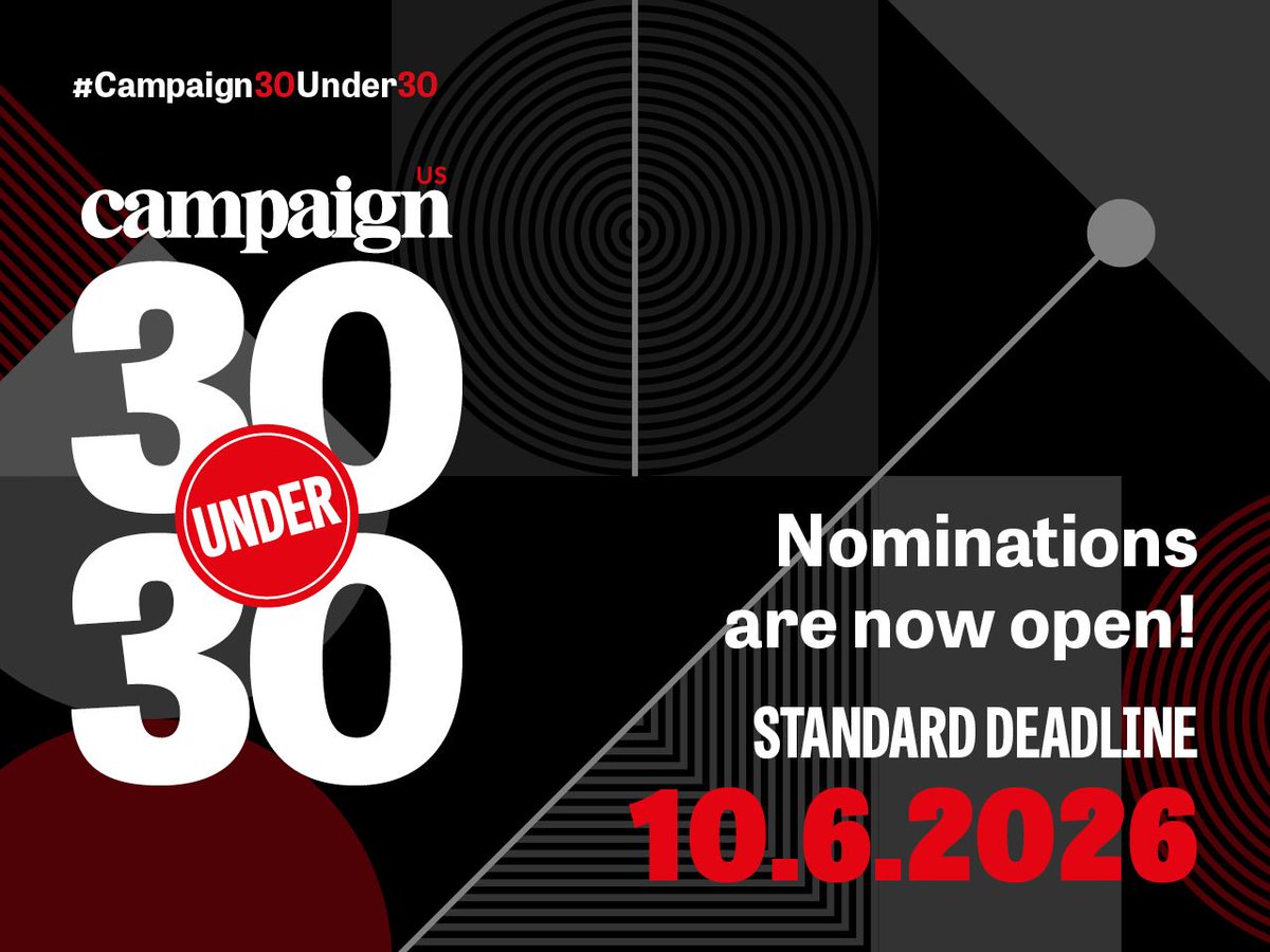 CampaignLiveUS's tweet photo. Less than one week until the Campaign 30 Under 30 standard deadline! 🏆

Nominate before the October 6 standard deadline: https://t.co/eRi7Zn2q7g

#CampaignUS30Under30 https://t.co/cUyPUvBDtl