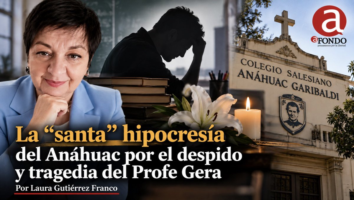 afondoJAL's tweet photo. La “santa” hipocresía del Colegio Anáhuac por el despido y tragedia del Profe Gera
Por Laura Gutiérrez Franco

“Cuando las instituciones que presumen educar bajo la luz de los valores católicos prefieren la cobardía administrativa y el solape a la indisciplina antes que la justicia, la moral se convierte en un simple negocio de nómina y colegiaturas”. 
https://t.co/5BB7rYZXOk