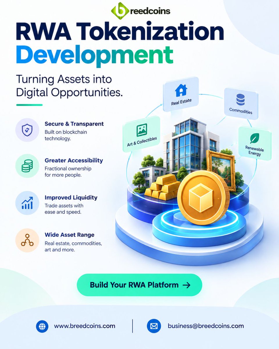 breedcoins's tweet photo. RWA tokenization development helps businesses create solutions for bringing assets such as real estate & other eligible assets into blockchain based systems.
Visit: https://t.co/AYZ6merW9X
Contact Our Experts:
WhatsApp: https://t.co/xS7N8AGPr8
#RWATokenizationDevelopment #RWA https://t.co/lRHKnfK4ZD