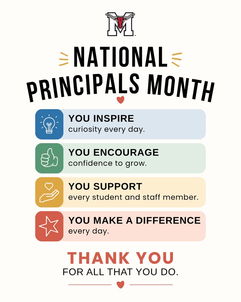 MarshallISD's tweet photo. October is National Principals Month! Thank you to our incredible MISD principals for all you do! https://t.co/B0SNbLck0K