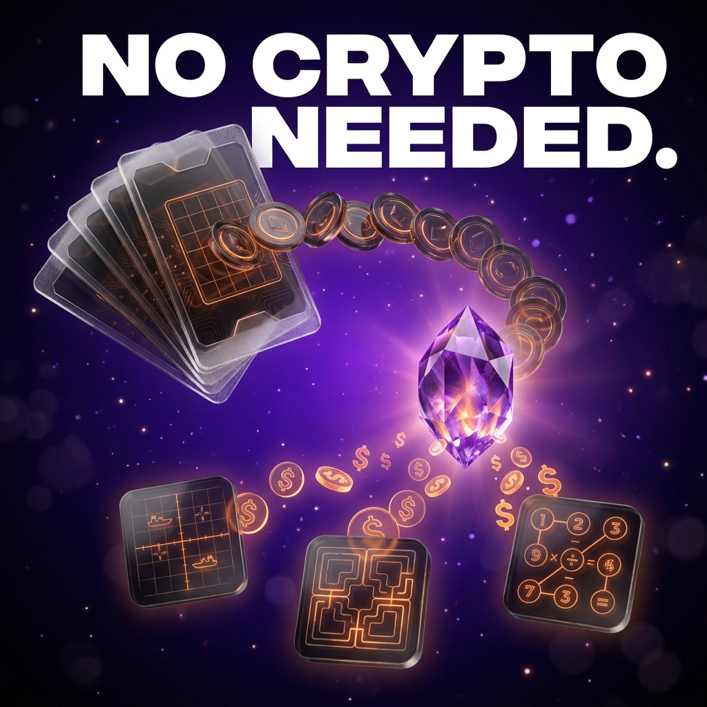 GeodeChain's tweet photo. "I don't have any crypto." Good — you don't need any. 🪙 Play with a game pack: ~25¢ a game, bought with regular dollars, works across Naval Combat, Treasure Hunt &amp; Geodoku. Win, and the coin is yours. ▶️
⎯ https://t.co/yoOOWHEKbP