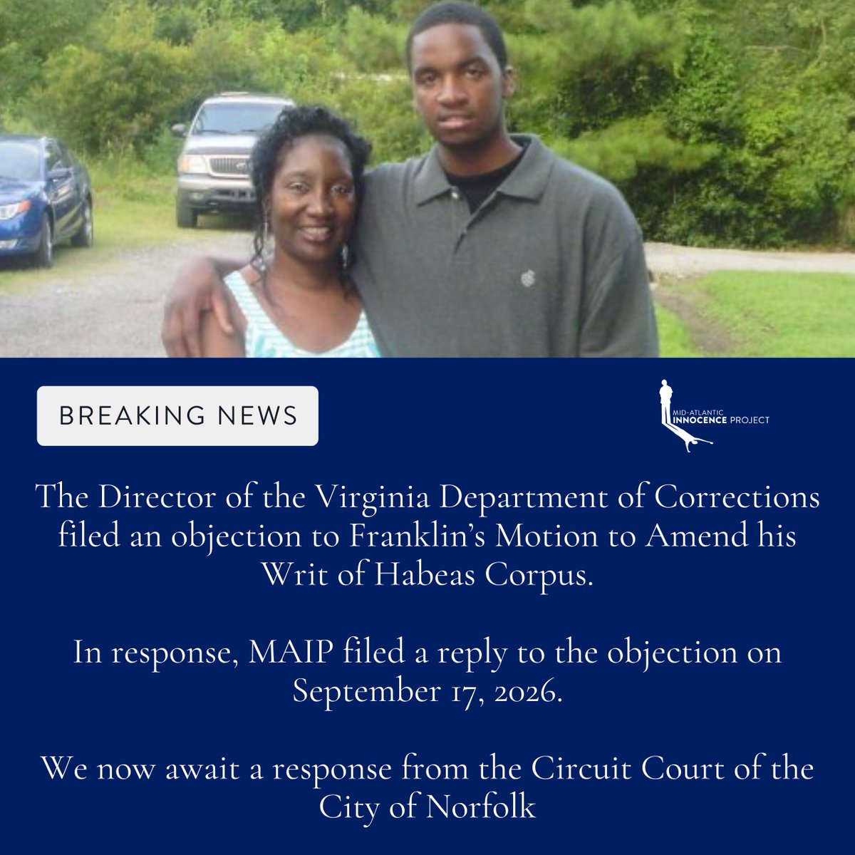 MidAtlanticIP's tweet photo. This month, two cases took crucial steps forward. Lamont McGinnis and Franklin Tolbert were teenagers when they were taken from their families to serve time for crimes they did not commit.

Tomorrow, we celebrate Wrongful Conviction Day but the work continues every day. https://t.co/qAbQ0Yydhv