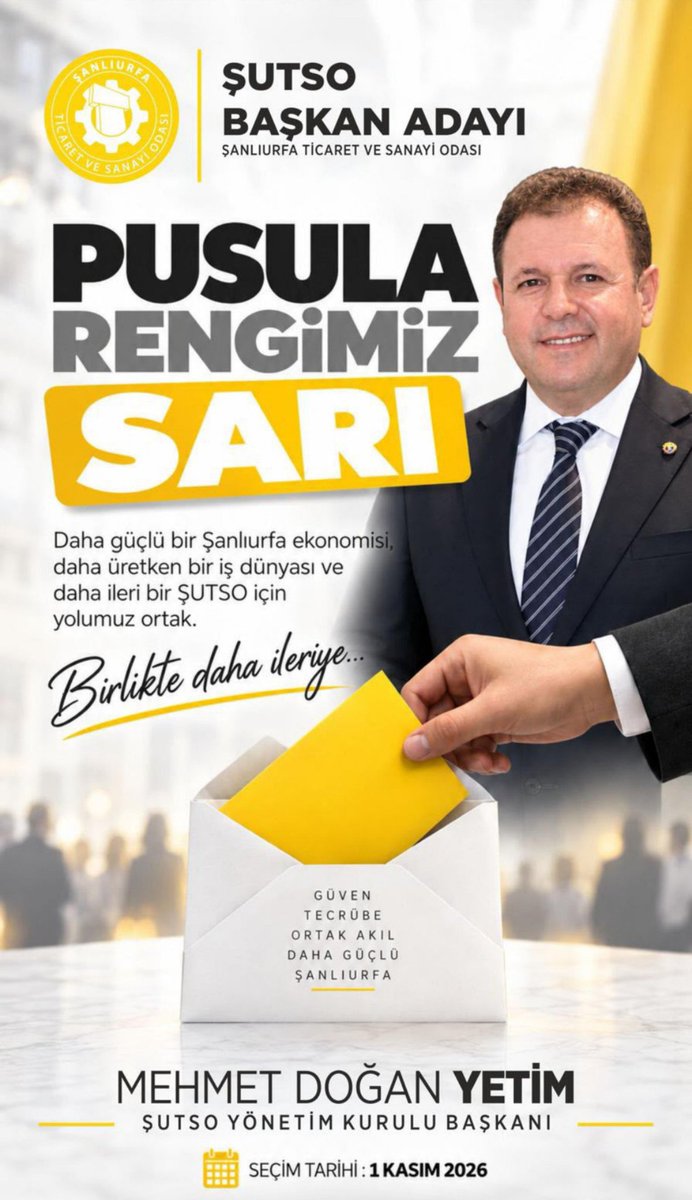 IBRAHIMKILIC571's tweet photo. Bugüne kadar yapılan icraatlar, yarının en güçlü garantisidir! 📌

Şanlıurfa’nın gelişmesi, iş dünyasının güçlenmesi ve memleketimizin daha ileriye gitmesi için adalet, ortak akıl ve yatırım şart. @mdoganyetim’in ortaya koyduğu çalışmaların daha da ileriye taşınması için birlik ve beraberlik içinde hareket etmek gerekiyor.

Bu şehir hepimizin. Urfa’nın geleceği şahsi hesaplara ve hırslara kurban edilemez.Gün ayrışma değil, birlik olma gün laf değil, daha çok çalışma ve üretme günüdür.

Dualarımızla, desteğimizle, hep birlikte daha güçlü bir Şanlıurfa için yola devam!
 🤝🟡

#ŞUTSO #Şanlıurfa #MehmetYetim #MehmetDoğanYetim #PusulamızSarı #BirlikteYöneteceğiz #OrtakAkıl #GüçlüOda #GüçlüŞanlıurfa #1Kasım2026
