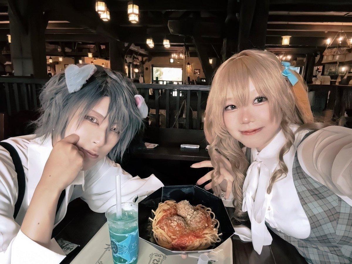 ko_ya0811's tweet photo. 🐾《Lady and the Tramp》🍝

あのパスタ！夢が叶ったー！！
キャストさん達みんな優しくてlove
#Ｄハロ仮装 https://t.co/dmFjXwUyhx