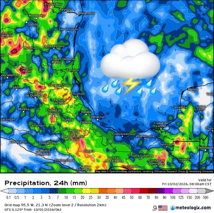 InfoMeteoro's tweet photo. ⚠️PRONÓSTICO JUEVES 1/OCT/2026

🚨#TemporalLluvioso con intensas tormentas en el noreste, occidente, centro, sur, oriente y sureste por humedad del huracán #Rachel y #FrenteFrío1

⛈️LLUVIAS/TORMENTA C/GRANIZO⬇️

🔴EVENTOS MÁS INTENSOS🔴
-Coah, NL, Tamps, Sin, Dgo, Nay, Zac, SLP, Qro, Hgo, EdoMex, CDMX, Mor, Pue, Tlax, Oax, Ver, Chis, Camp, QRoo

🟡EVENTOS AISLADOS FUERTES
-BCS, Jal, Col, Ags, Mich, Gto, Gro, Tab, QRoo

🌡️AMBIENTE DIURNO☀️
🥵36-40ºC noroeste, noreste, sureste
😅30-35ºC norte, oriente, Pacífico
😅20-30ºC occidente, Altiplano (Bajío-Valle de Méx)

⚠️🌬️RÁFAGAS DE VIENTO km/h
35-60 en el norte, noreste, centro y zonas de tormenta, sin descartar mayores