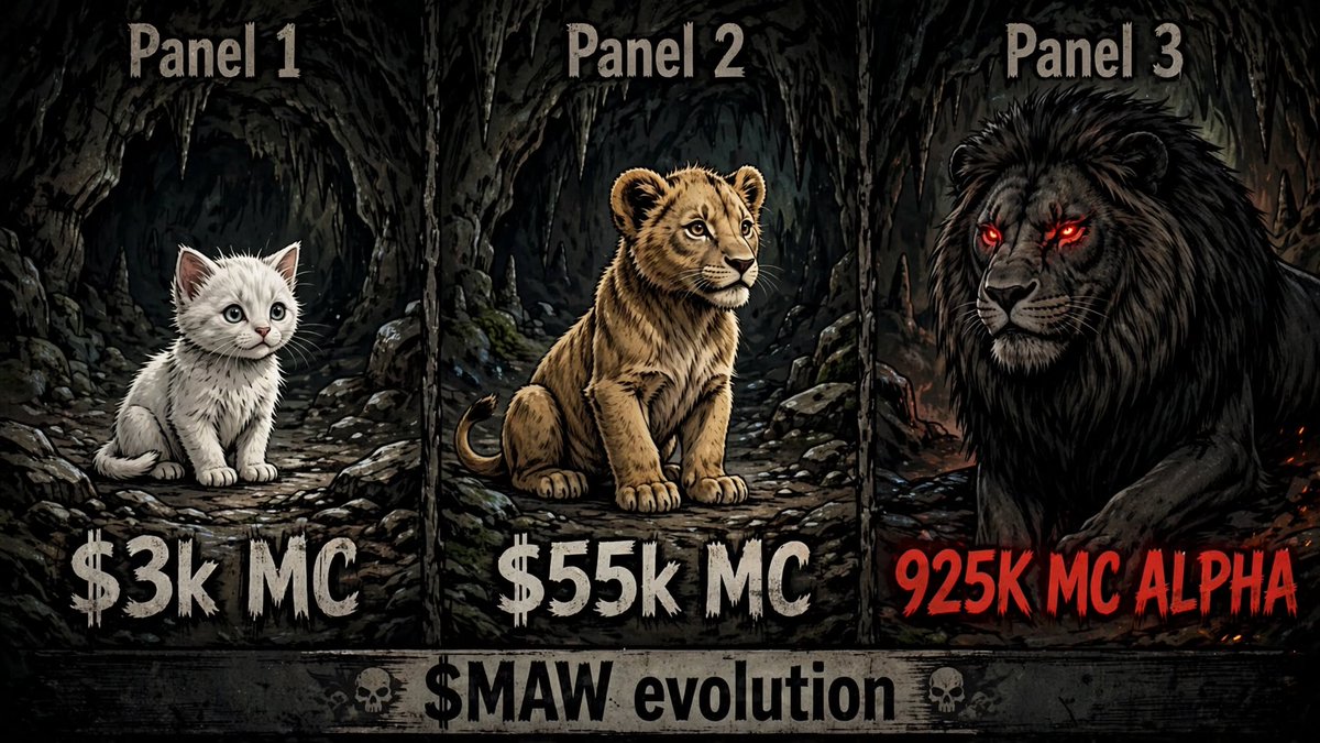 TheMawSOL's tweet photo. $3k → $55k → 925K ALPHA

$MAW evolution is not done.

We are still in the cave. https://t.co/h00TOtUvKs