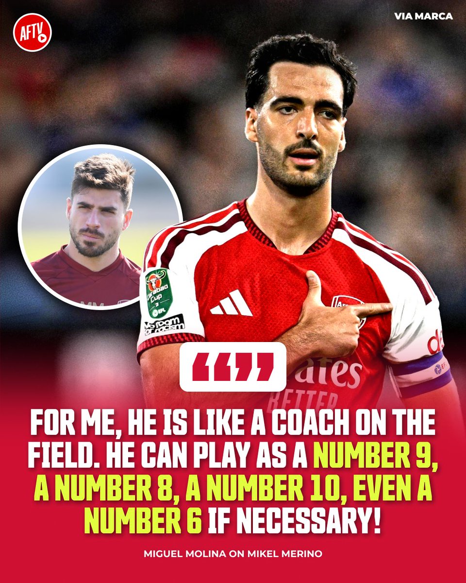 AFTVMedia's tweet photo. We all know how ridiculously clutch Mikel Merino has been for us season after season, but his overall football IQ is just off the charts.

Having a player who can seamlessly operate across the entire midfield and even step up as a 9 when needed is exactly why he is so vital to this Arsenal era 👊