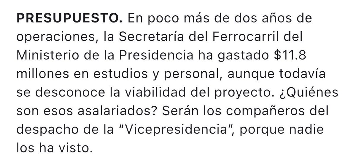 sabribacal's tweet photo. No hay tren a Chiriqui y ni se sabe si es viable, pero ya se han gastado $11.8 millones de dólares en estudios y personal. Pero claro, según Chapman, si no abrimos la mina no hay plata para el subsidio al gas o las jubilaciones. ¡Descarados! https://t.co/hwmUvvfRJp