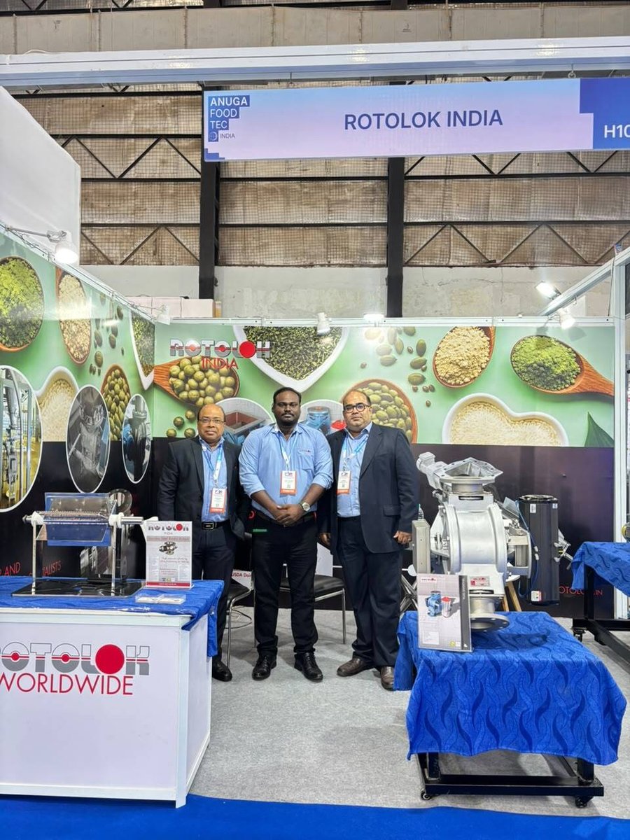 RotolokGroup's tweet photo. What a show! 💫

The Rotolok India team have had a brilliant time at @IndiaFoodTec connecting with people across the sector and showcasing what our #Spice and #BulkMaterialHandling solutions can do.

A huge thank you to everyone who stopped by our stand. It’s been a pleasure! https://t.co/QQ2cViEAse