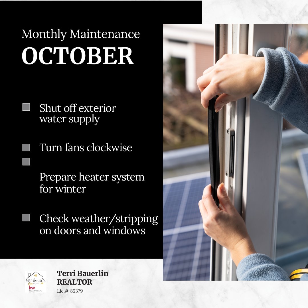 terribkwrealtor's tweet photo. Here are some commonly overlooked home maintenance tips. What are other items on your list to do this month? #homeownertip #homemaintenance #homechecklist https://t.co/GB9IPLZ0qw