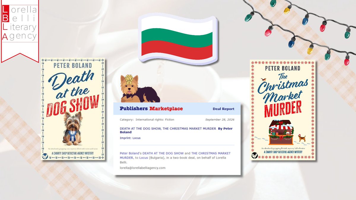 lblaUK's tweet photo. Congratulations @PeterBoland19 !!👏🎉
Bulgarian Language rights for the third and sixth book in #TheCharityShopDetectiveAgency #cosy #crime #mystery series have been sold to #LocusPublishing in Bulgaria
#DeathAtTheDogShow
#TheChristmasMarketMurder
@JoffeBooks
#readers https://t.co/2cfZcmHIH4