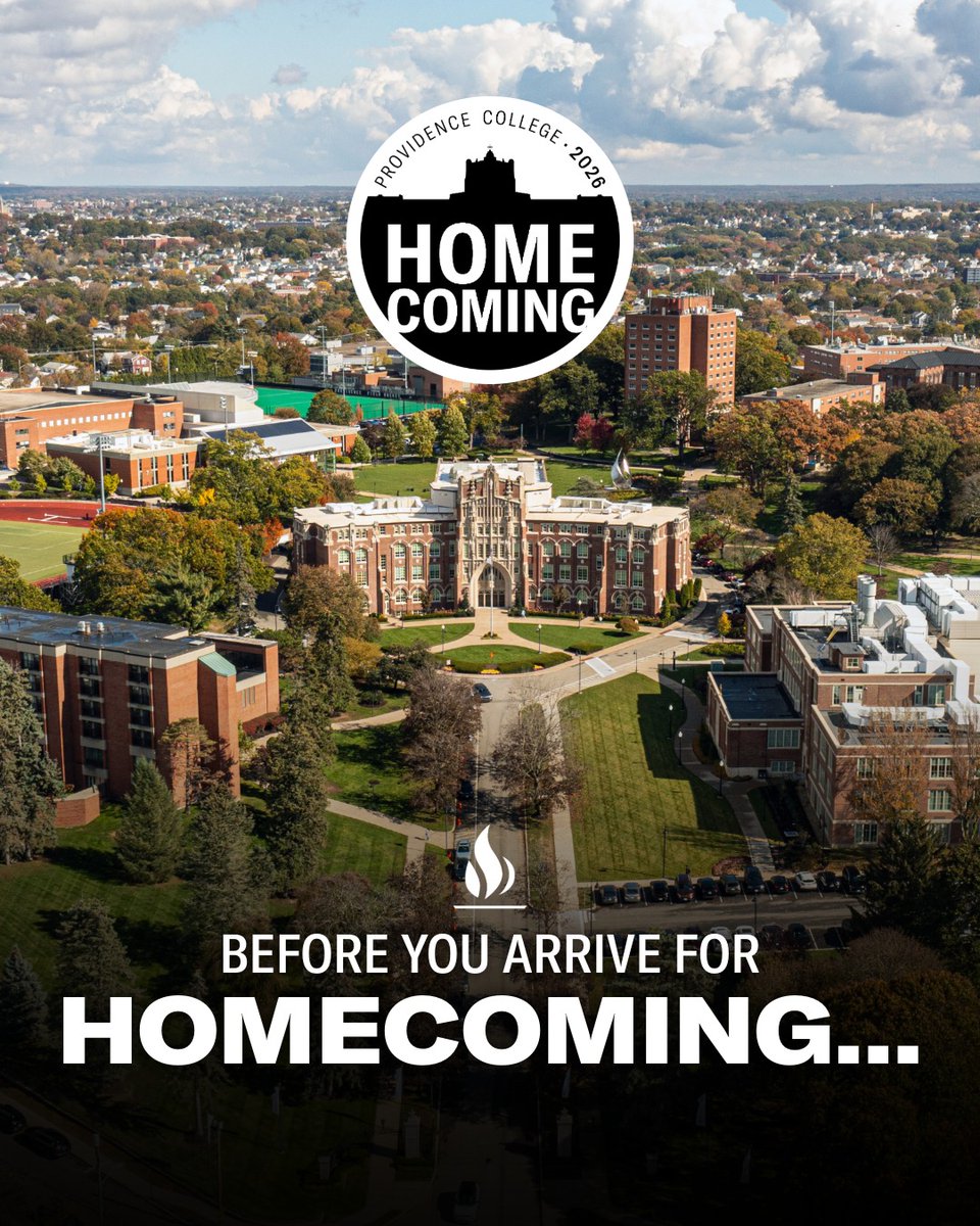 ProvidenceCol's tweet photo. Ready to celebrate #PCHomecoming2026, October 2-4! 🎉 Be sure to:

🗓️ See the weekend schedule: https://t.co/bEiCZtPnP2
🚗 Find parking, facility hours, and more: https://t.co/a6GRJheDcz
📍 Check in at the Slavin Center when you arrive.

Have fun — and #GoFriars! 🖤🤍 https://t.co/FBVBsBlx0U