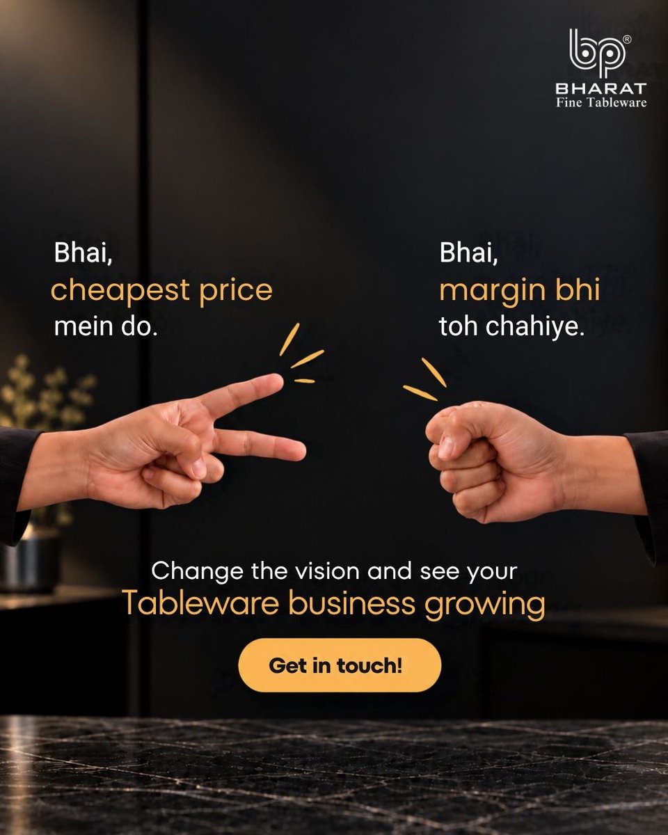 bharat_ctpl's tweet photo. Cheapest price? Everyone asks for it. But smart business is about more than just selling cheap.
Explore BP Bharat’s quality-led tableware collections and build a product mix that brings more value to your business.
#BPBharat #FineTableware #TablewareBusiness #Distributors https://t.co/oHcZcvRnNj