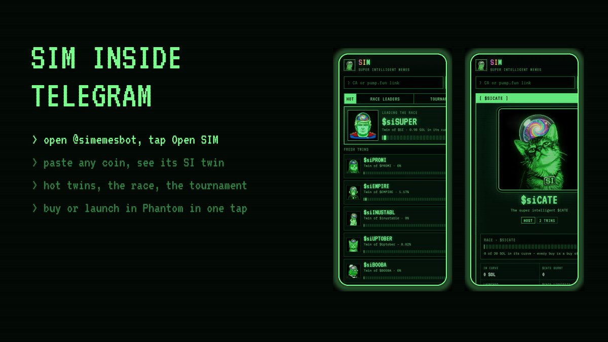 superintelmemes's tweet photo. SIM is now open for every project

One tag on your site shows your coin's super intelligent card, its twin and its place in the race

Public API and a README badge included
https://t.co/atL54kFTuW https://t.co/3DMOgs04WM