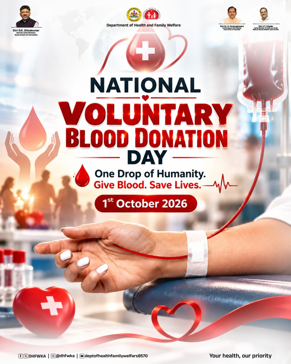 DHFWKA's tweet photo. "Every blood donor is a lifesaver. Join the voluntary blood donation movement today!"

@CMofKarnataka @DrParameshwara @utkhader @KarnatakaVarthe https://t.co/dTjQCMEACQ