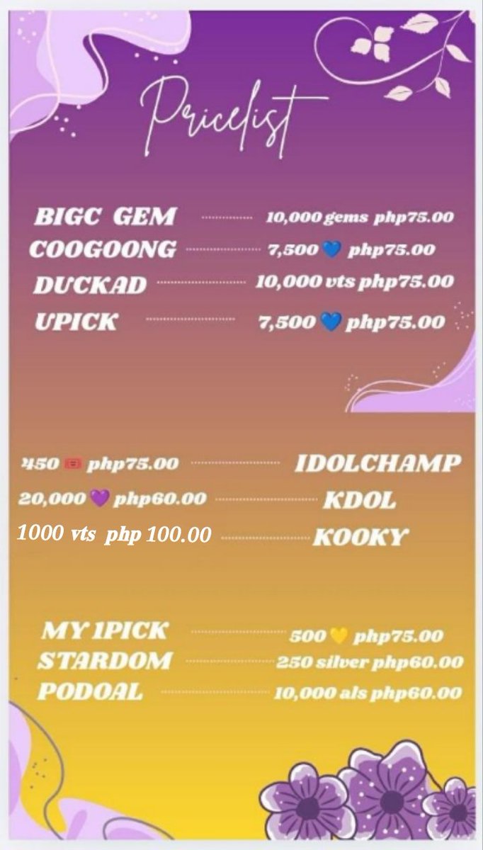4kpopvts_ph's tweet photo. HERE'S OUR UPDATED PRICELIST FOR EACH  VOTING APPS ⬇
📩 FOR INQUIRIES/RESERVATION 
JUST DM US 🔥 @4kpopvts_ph https://t.co/dUyG0776hQ