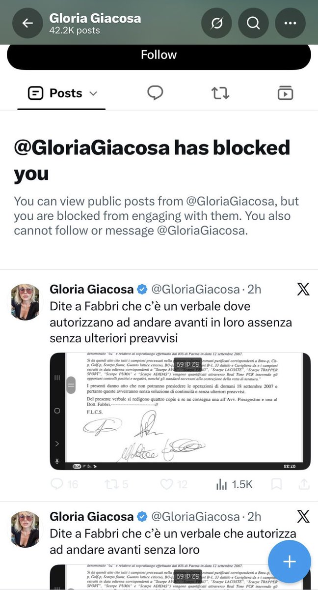 AlessiaTaschini's tweet photo. @GloriaGiacosa @cosmai_claudia Che ridicola che è, cita le persone offendendole e poi le blocca non dando la possibilità di replicare. Asilo Mariuccia. https://t.co/WxbY6JmhAU