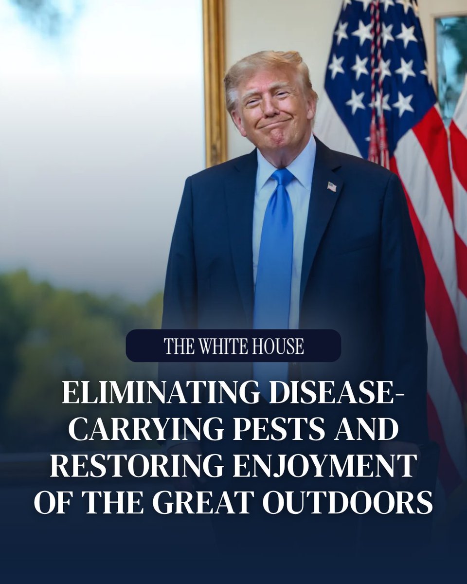 HHSGov's tweet photo. .@POTUS is taking action to protect Americans from disease-carrying ticks and mosquitoes — and make the great outdoors safer to enjoy! 🇺🇸

A new executive order targets disease-carrying ticks and mosquitoes with new prevention, control, and research efforts. HHS is advancing rapid diagnostics, prevention and treatments for tick- and mosquito-borne diseases, and accelerating research on alpha-gal syndrome.