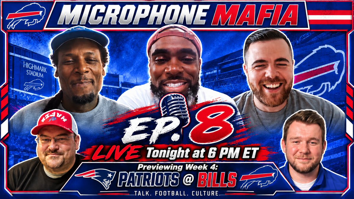 716MicMafia's tweet photo. TONIGHT at 6 pm ET: We will be LIVE previewing the #Patriots vs. #Bills Week 4 game! Make sure to tune in and hop in the chat with all of your questions! https://t.co/3A2zwG2Swi