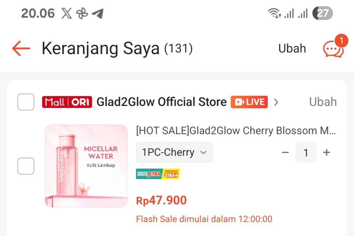hadehadadaaja's tweet photo. @kimmyexp kak, ini tdi ak msukin ke keranjang ada tulisan live extra, tpi masuk di keranjang kok g ada tulisan shopee live yaa??? pls bantuinn.. ak masukin 1 produk lain, hasilnya juga gabisa https://t.co/VrVPnSzu6U