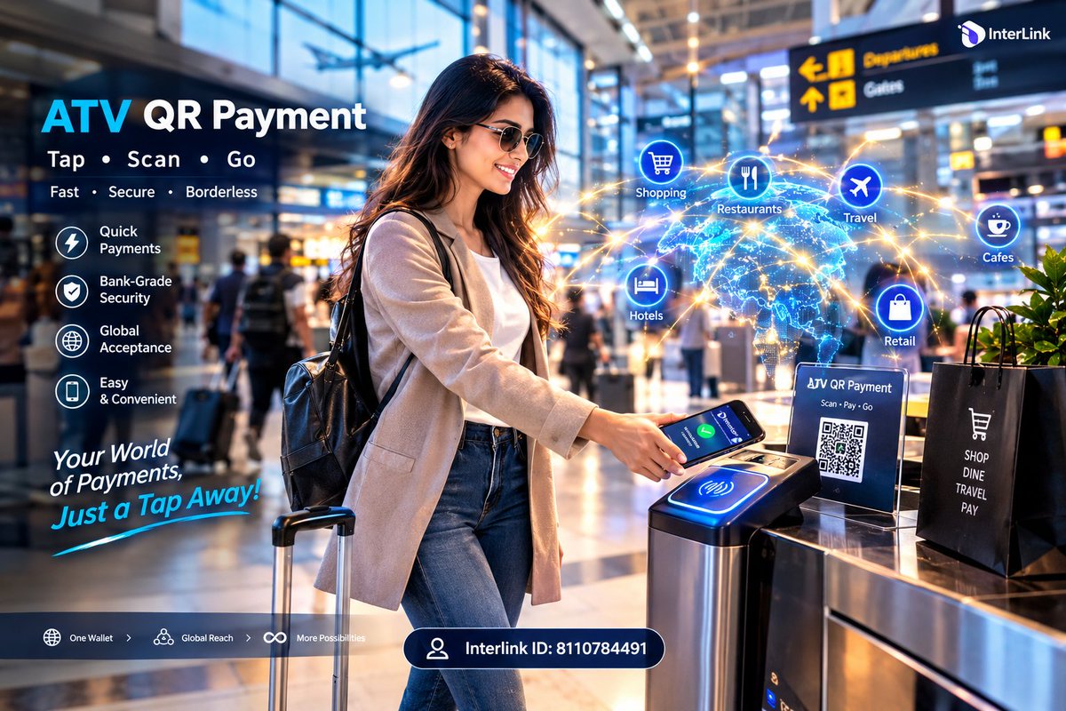 karamsravank's tweet photo. #InterLink  #ITLG #ITL #ITLX #ATVQRPayment #FinTech #TravelTech #Cashless

Tap. Scan. Go.✈️️

📲   Borderless payments are now a reality with InterLink ATV QR Payment. Whether you're dining at an airport, shopping, or checking into a hotel abroad, pay instantly with bank-grade security.   

🔹 Instant Processing   
🔹 Global Acceptance   
🔹 Bank-Grade Security   

Start transacting globally today!

👤 InterLink ID: 8110784491   

🔗https://t.co/F8I62E2vsS