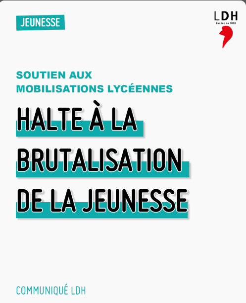 CWeillRaynal's tweet photo. La Ligue des Droits de l'Homme, qui soutient les violences lycéennes, bientôt rebaptisée Ligue du Droit de brûler les lycées, de tabasser les profs et de piller les camions de  pompiers.
Le fascisme d'extrême-gauche à visage découvert. https://t.co/21mQRDxQk6