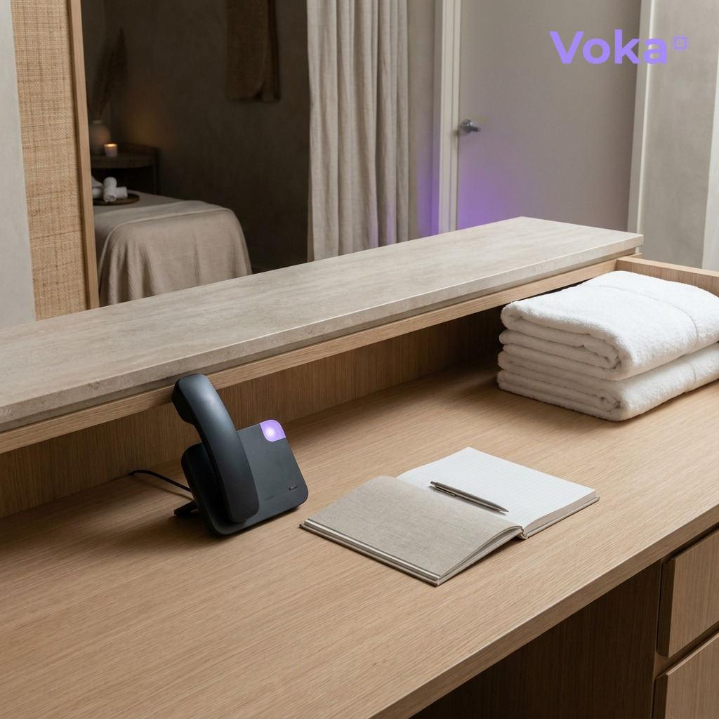 Voka_AI's tweet photo. An AI that guesses when it doesn't know is a liability, not a receptionist. Voka says 'I'll have someone follow up' — and actually takes the message. That's how trust works. #VokaAI #DaySpa #AIReceptionist https://t.co/YOosCwujfQ