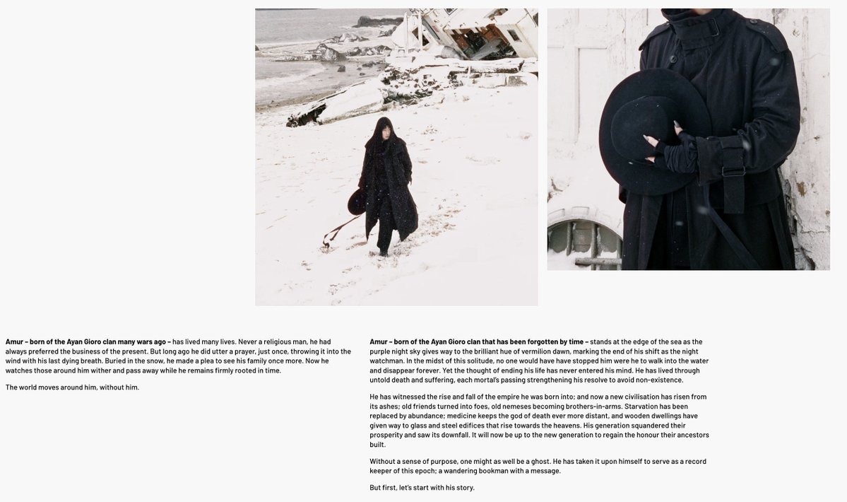 the_rosenrot's tweet photo. Aside from creating strong images, I often write stories to accompany the collections. The story of Amur centred around a fictional character who lived through the collapse of the Qing Dynasty. 

In a post-literacy world, it can seem rather futile to be penning words while most fashion consumers are pivoting towards short-form video. But this is my way of giving an audience a deeper glimpse into the work I do, without resorting to methods that I feel diminish either the work or the audience.

Talking to the camera or writing on Substack are now established ways of communicating with an audience, but there are others to consider when reaching out to those who seek less mainstream approaches.
