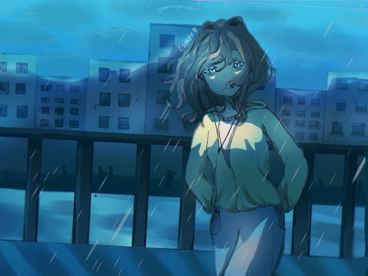 Estelleemcln's tweet photo. today is rainy outside, so it was really atmosphere to draw this pic (I can't draw backgrounds) #rain #drawing #art #moots #weather #estelle https://t.co/jGURDmKOCI