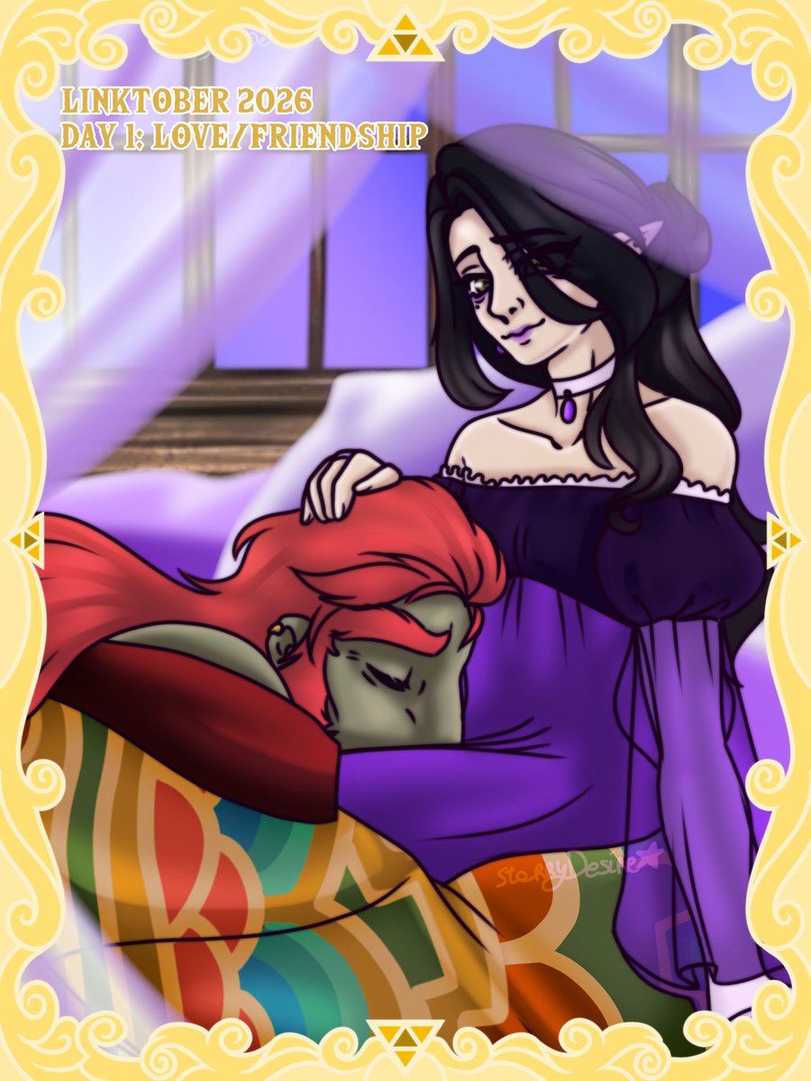 Starrydesire1's tweet photo. LINKTOBER 2026 Day one: Love/Friendship
Ganondorf napping on Evelyn (OcXCanon) https://t.co/FRyMu1pLpv