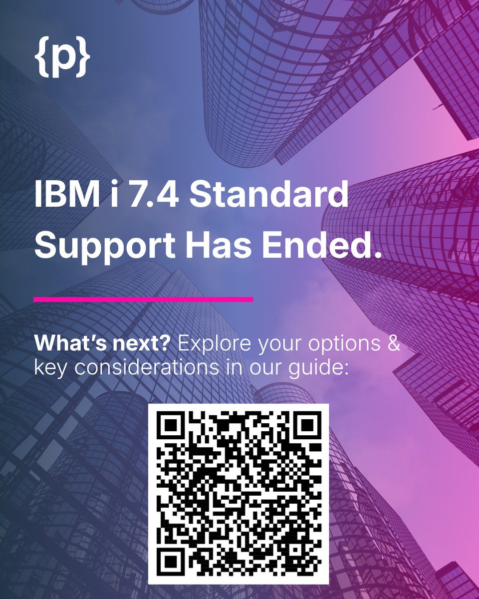 programmersio's tweet photo. IBM i 7.4 standard support ends today.

No need to change overnight, but now is the time to plan. Extended support runs through Sept. 30, 2029.

Review your upgrade options, application readiness &amp; modernization needs.

Read more: https://t.co/PuCBh2eKtQ

#IBMi74 #IBMi75 #IBMi76 https://t.co/398iqzwDmI