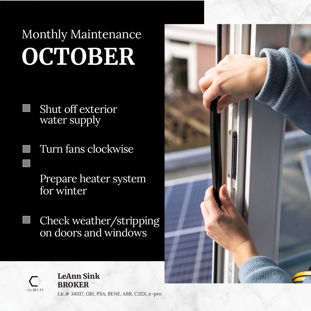 realestateLeAnn's tweet photo. Here are some commonly overlooked home maintenance tips. What are other items on your list to do this month? #homeownertip #homemaintenance #homechecklist https://t.co/NyYUPyV3i5