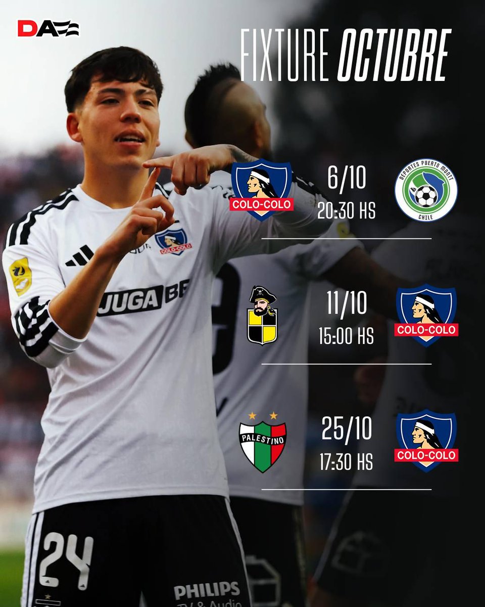 dalealbo's tweet photo. Los tres partidos programados para octubre: uno de Copa Chile y dos por la Liga de Primera. ¡Vamos por esos triunfos! 💪🗓️ https://t.co/UxfHM9G7Cg