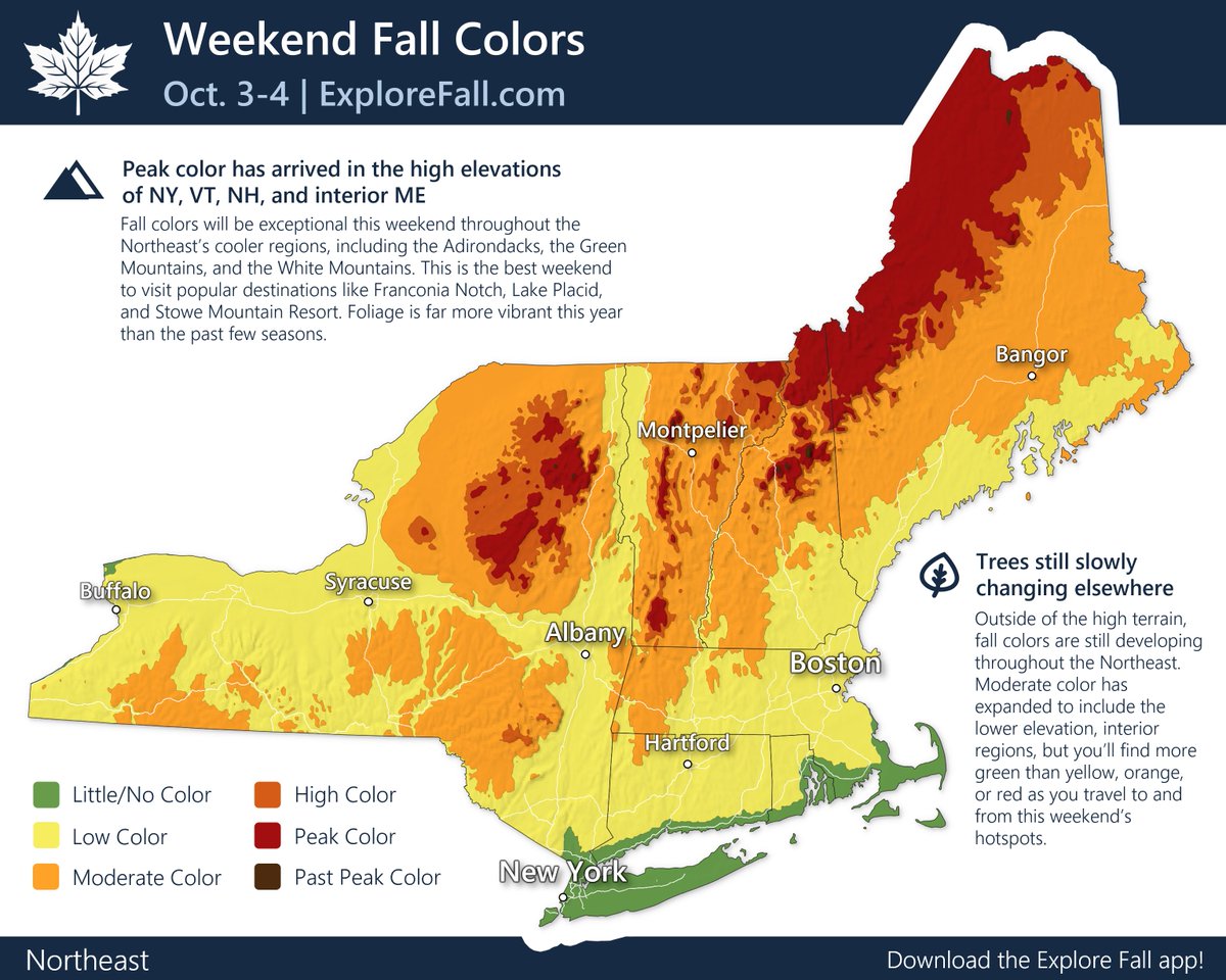 ExploreFall's tweet photo. Peak fall foliage has arrived in New England, and it's an insanely vibrant year.

Go enjoy it this weekend🍁 https://t.co/c9hy44OUiu