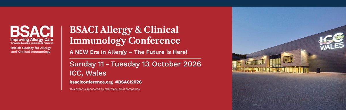 BSACI_Allergy's tweet photo. #BSACI2026: In just over one week, we’re heading to the award-winning ICC, Wales. Don’t miss out! Register online by Sunday 4th October at https://t.co/M2qFivRa1F https://t.co/fBjZ5zLC6B