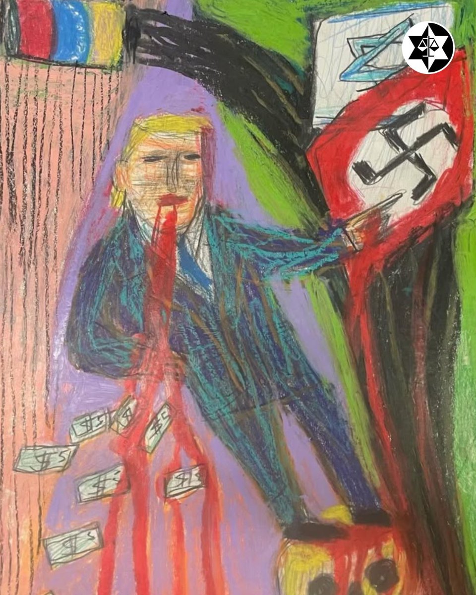 antisemitism's tweet photo. We wrote a letter to @LewishamCouncil, but didn’t receive a response, so we thought we would bring our message directly to its doorstep.

In HARTslane Gallery – a gallery operating from a building owned by Lewisham Council – Matthew Collings has unveiled his latest “art” exhibition.

Among his previous works were:

• A depiction of the French–Israeli owner of Sotherby’s auction house, with blood dripping from his mouth alongside the words “Hey look I’m selling a fantastic painting, while eating a baby alive”. The blood libel – in which Jews are accused of murdering infants in order to use their blood for ritualistic purposes – is a classic antisemitic trope which has been continually reworked into modern manifestations.
• Several paintings referred to the 7th October Hamas massacre, one apparently bearing the words: “no evidence that sexual violence was used as a weapon on October 7,” and “no beheaded babies, no evidence of rapes”.
• Pieces depicting the British Prime Minister as slavishly following orders from the Jews or the Jewish state – yet another classic trope.
• Paintings juxtaposing stars of David – the best-known symbol of Judaism and the emblem of the state of Israel – with Nazi imagery.

HARTslane Gallery has publicly rejected the International (IHRA) Definition of Antisemitism, characterising its “enforcement” in the art sector as a symptom of “increasing state repression on free speech”. This stands in direct contravention of Lewisham Council’s adoption of the Definition in 2019.

@LewishamCouncil, this new exhibition is taking place in one of your buildings. Take action now.