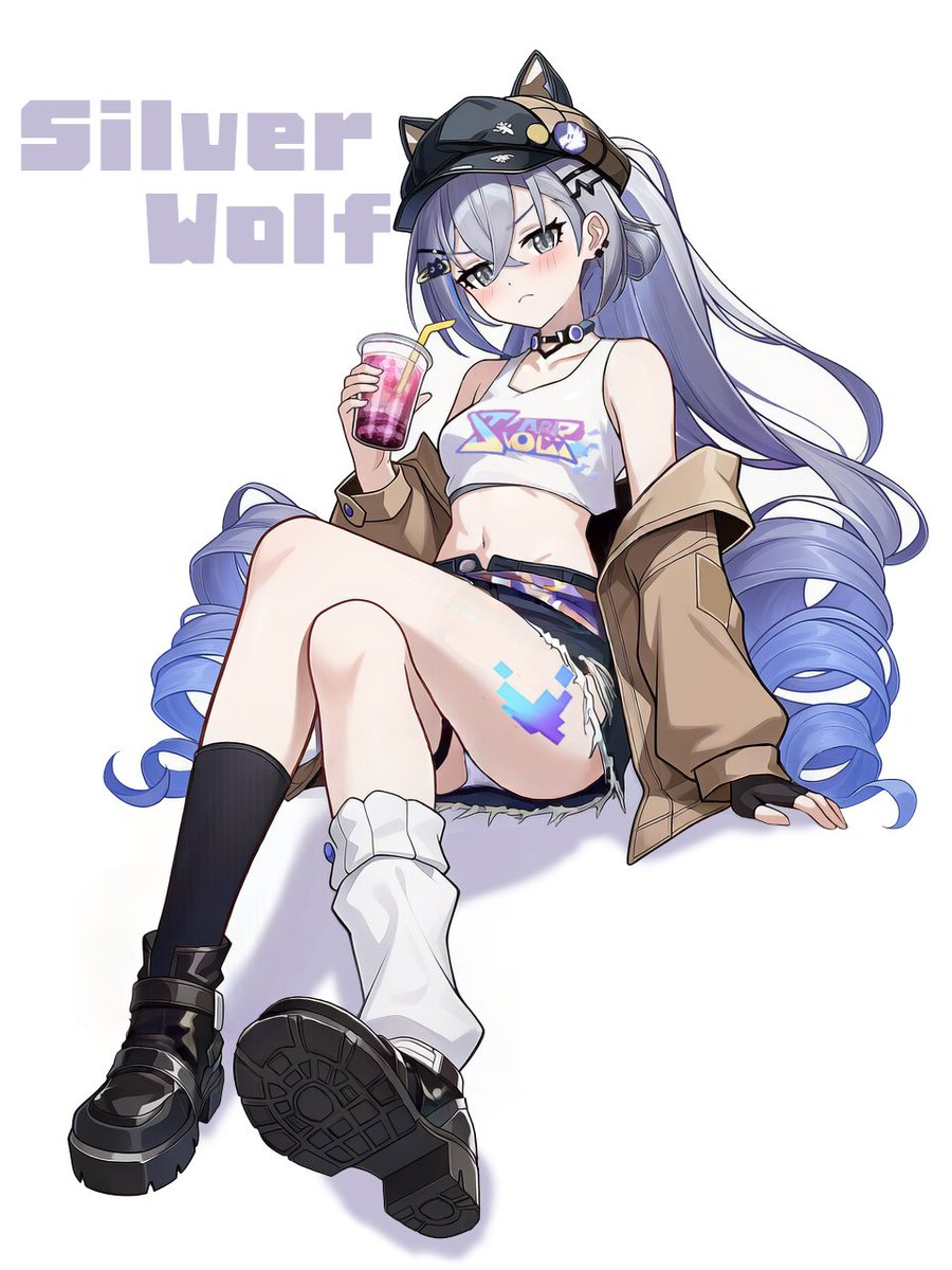 ANCHEY00's tweet photo. MEGA COFFEEコラボの銀狼ちゃん🐺☕
ケモ耳帽もミニスカなのも新鮮で可愛いです💕
#銀狼 #Silverwolf 
#崩壊スターレイル https://t.co/vJCkHtavxS