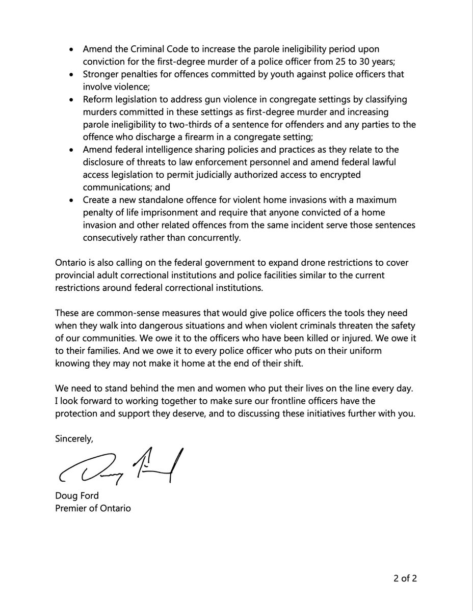 fordnation's tweet photo. Police officers put their lives on the line every day to keep our communities safe. The least we can do in response is have their backs, no matter what.

Today, I wrote to the Prime Minister outlining a series of practical steps to support and protect our brave women and men in uniform.