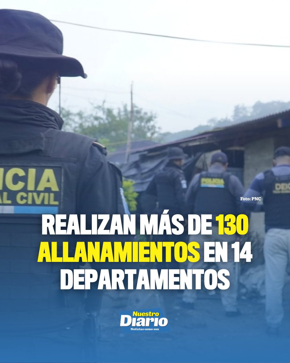 🚨 REALIZAN MÁS DE 130 ALLANAMIENTOS EN 14 DEPARTAMENTOS 🚨 Investigadores y agentes de la PNC, en coordinación con el Ministerio Público, realizan más de 13…