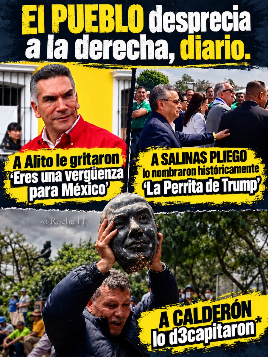Rocha4T's tweet photo. El PUEBLO desprecia a la DERECHA, DIARIO 😎

✔️Al usurero @RicardoBSalinas le apodaron #LaPerritaDeTrump

✔️ A vandalito @alitomorenoc le dijeron “Eres una vergüenza para México”

✔️Al espurio @FelipeCalderon fácil, lo decapitaron

El PUEBLO, es mucha pieza, mis fachas. https://t.co/KrmdGwgkGo