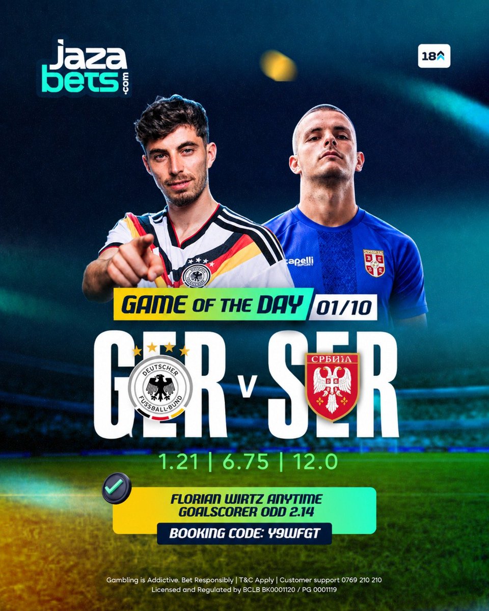 jazabets's tweet photo. Germany vs Serbia 

Germany have lost their last three home UEFA Nations League matches. Their last three games across all competitions have also featured fewer than 2.5 goals. Could we see another low-scoring clash?

Win big 👉 https://t.co/ktDJhujwoY

#Jazabets #Germany #Serbia #UEFANationsLeague