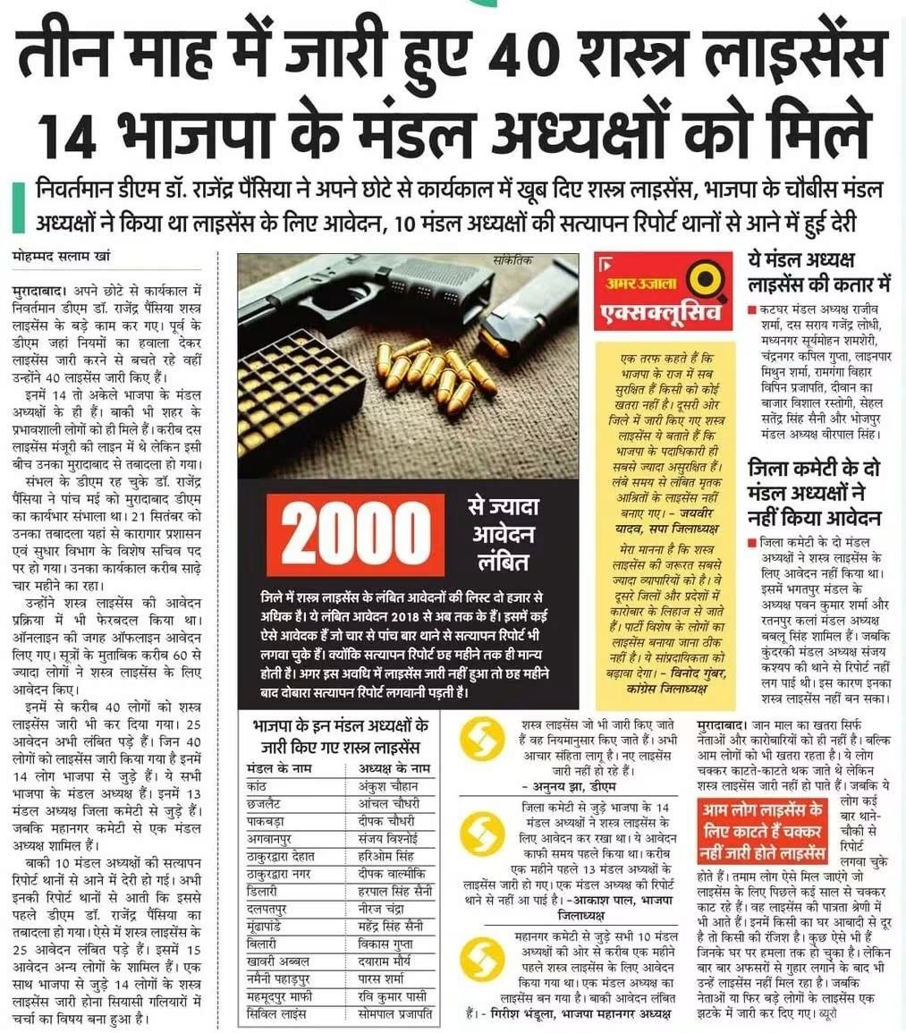 mediacellsp's tweet photo. बहुत से व्यापारी कारोबारी जिन्हें सच में शस्त्र लाइसेंस की बेहद आवश्यकता है और उन तमाम कारोबारी व्यापारियों ने भाजपा सत्ता के साढ़े 9 साल से शस्त्र लाइसेंस का आवेदन कर रखा है, उन्हें तो यह वैध शस्त्र लाइसेंस मिल नहीं रहे और भाजपाई गुंडे एवं पदाधिकारी सत्ता एवं शासन की सांठगांठ के सहारे से भारी मात्रा में शस्त्र लाइसेंस हासिल कर रहे हैं, जिनका दुरुपयोग या भाजपाई अपराधी चुनावों के दौरान वोटरों को डराने और अन्य अपराधों के लिए करते हैं