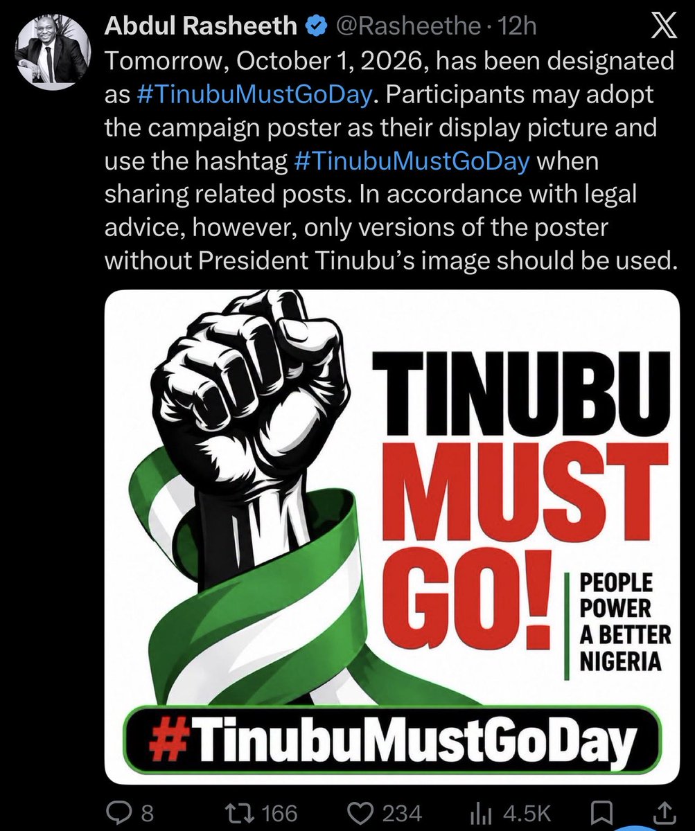 Truth3Spill's tweet photo. Everything is right there in plain sight. What Tinubu tried to do with Soft Nigeria and failed, hiding under Independence Day run is exactly what Atiku is doing with Tinubu Must Go. 

Be careful everyone. Pay attention to details.
#GiveUsPeterObi https://t.co/GwRIx9x1GL