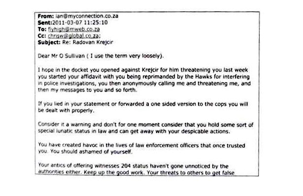 FraudWatchZA's tweet photo. These emails between attorney Ian Small-Smith and Paul O’Sullivan from 2011 were published in the book “Lolly Jackson: When Fantasy Becomes Reality” by @karynmaughan, Peter Piegl and @Seansa1092 - interesting insights into a dark world that is now front and centre for all South Africans to see. Try get your hands on a copy of the book!