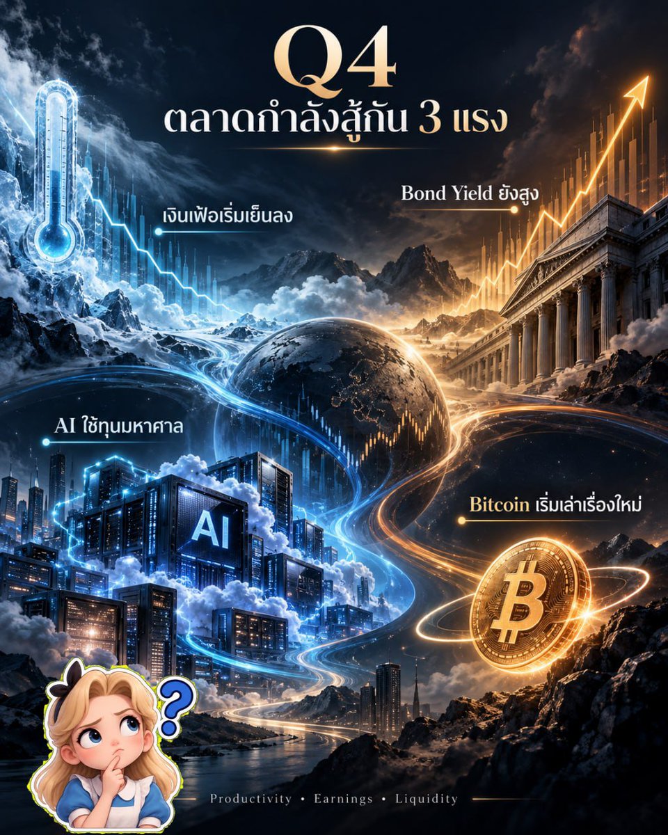 CryptoAliceTH's tweet photo. ตลาดกำลังเจอภาพที่น่าสนใจมากค่ะ 🤔 

#PCE เดือนสิงหาคมออกมาดีกว่าคาด Headline 3.4% และ Core 3.0% YoY ขณะที่ Real PCE โต 0.6% MoM สะท้อนว่าผู้บริโภคยังไม่ได้หยุดใช้จ่าย

เป็นข่าวดีสำหรับ Fed ค่ะ เพราะแรงกดดันเงินเฟ้อไม่ได้เร่งตัวขึ้นตามที่ตลาดเคยกังวล แต่โจทย์อีกด้านยังอยู่ที่ Treasury

10Y ขึ้นไปแตะ 5.29% และ 30Y แตะ 5.62% ระดับสูงมากเมื่อเทียบกับวัฏจักรที่ผ่านมา

จุดสำคัญคือ Fed คุม policy rate ระยะสั้นได้ แต่ไม่ได้เป็นคนกำหนดทุกอย่างใน long-end ของตลาดพันธบัตร

ถ้า long yield ยังสูง การลดดอกเบี้ยไม่ได้แปลว่า financial conditions จะผ่อนคลายเต็มที่ เพราะ discount rate ที่ใช้ตีมูลค่า asset ระยะยาวยังสูงอยู่

แล้ว AI ก็เข้ามาเพิ่มคำถามอีกชั้นค่ะ

#Anthropic เปิดตัวเลขที่น่าสนใจมาก รายได้ปี 2025 เกือบ $4.6B โตประมาณ 12 เท่า แต่มี operating loss ราว $8B และ net loss ราว $42B โดยส่วนใหญ่ของ net loss มาจาก accounting charge ไม่ใช่เงินสดที่หายไปทั้งหมด 💰 

ขณะเดียวกันบริษัทมีภาระด้าน cloud และ infrastructure ในอนาคตราว $518B

นี่ไม่ใช่หลักฐานว่า AI เป็น bubble นะคะ

แต่เป็นหลักฐานว่า AI boom เป็น capital-intensive cycle อย่างจริงจัง

ตลาดจึงต้องดูไม่ใช่แค่ revenue growth แต่ต้องดูว่า compute ที่ซื้อไปกำลังเปลี่ยนเป็น utilization, pricing power และ free cash flow ได้เร็วแค่ไหน

#OpenAI กำลังเดินไปอีกขั้นด้วย Dots และ agentic AI ที่สามารถทำงานต่อเนื่องผ่าน cloud computer ขณะที่ GPT-6.1 Sol ลดต้นทุนลงอย่างมากเมื่อเทียบกับ Astra

สิ่งที่น่าสนใจที่สุดคือ #Bitcoin

ในช่วงที่ 10Y ขึ้นไป 5.29% และ long-end ของ Treasury ถูกเทขาย #BTC ยังเคลื่อนไหวแถว $83K-$85K ขณะที่ spot Bitcoin ETF flows กลับมาเป็นบวกต่อเนื่องในช่วงปลายเดือน

BTC จึงเริ่มแสดงพฤติกรรมที่แตกต่างจาก high-beta tech มากขึ้น

แต่ยังไม่ใช่สัญญาณให้มองข้าม macro ค่ะ ต้องจ้องตาแป๋วแหววกันนิด

ถ้า real yields สูงต่อ และ ETF demand เริ่มแผ่ว ตลาดจะได้คำตอบว่า $80K เป็นฐานของ demand จริง หรือเป็นเพียงระดับที่ leverage ยังไม่ถูกล้างหมด

ภาพใหญ่ตอนนี้จึงไม่ใช่แค่ “PCE ดี หุ้นจะขึ้น”

มันคือการต่อสู้ระหว่าง 3 เรื่อง

เงินเฟ้อที่เริ่มเย็นลง
ต้นทุนเงินระยะยาวที่ยังสูง
และ AI economy ที่กำลังใช้เงินทุนมหาศาลเพื่อสร้าง productivity ในอนาคต

ส่วน Bitcoin กำลังบอกตลาดว่า มันอาจไม่ได้ถูกมองเป็นเพียง risk asset แบบเดิมอีกต่อไป

คำถามของ Q4 จึงไม่ใช่แค่ Fed จะทำอะไร

แต่คือ productivity, earnings และ liquidity จะโตทัน valuation และต้นทุนเงินที่สูงขึ้นมั้ยคะ 🤔

#AI
#Crypto
#investing

Note*
BEA ปรับวิธีวัดราคาบางหมวด (software, legal, portfolio services) และทำ annual revision ทำให้ตัวเลขเดือนกรกฎาคมถูกปรับลงจากที่เคยรายงาน (headline จาก 3.7% เป็น 3.4%, core จาก 3.3% เป็น 3.0%) การที่ YoY “เย็นลง” จึงมีส่วนมาจากการเปลี่ยนวิธีวัด ไม่ใช่แค่ราคาเดือนสิงหาคมอ่อนลงเองค่ะ 😊